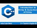 Introduction to Array Declarition Initialization of Array C Tutorial in English