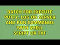 Batch for execute Putty log on Server and run commands with shell script or txt