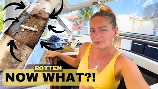 ⛵️ROTTEN BOAT – Can We SAVE IT?😳 | DIY Sailboat Teak Deck Removal | Hallberg Rassy 352