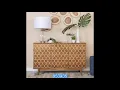 953435 Everly quinn auriga natural finish solid acacia wood 3 door server buffet cabinet gold accent