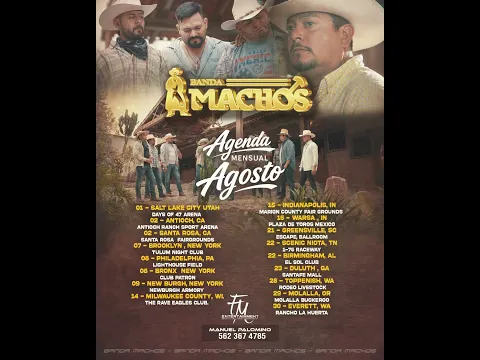 Nuestra agenda mensual de Agosto! #ArreMachos #BandaMachos