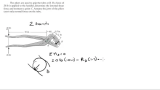 Determine the internal shear force and moment a point C