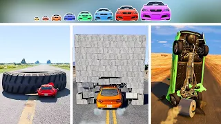 Big & Small Cars vs Heavy Road Obstacles | BeamNG.drive
