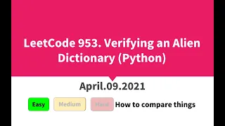 LeetCode 953 Verifying an Alien Dictionary Python