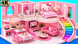 Make Gorgeous Pink Hello Kitty House with Rainbow Stairs, Cute Bedroom & Pretty Kitchen🌸 DIY