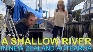 Motoring Up The Shallow Hatea River and Under A Draw Bridge to Haul Out in New Zealand