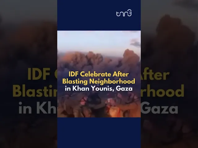 ⁣The IDF celebrate and express joy after successfully blasting a neighborhood in Khan Younis, G@za.