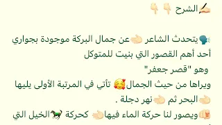 في وصف بركة المتوكل البحتري الشرح الصف العاشر Sarah 2022 