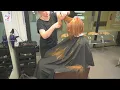 2025-17 Darina - long red hair cut to short wolf cut