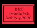 1 400 4th Stimulus Check Update for Social Security SSDI SSI Beneficiaries