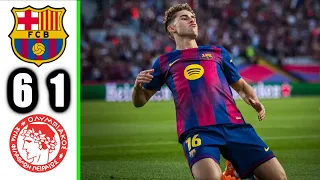 ملخص مباراة برشلونة واولمبياكوس 6 1 اهداف مباراة برشلونة واولمبياكوس اليوم 2025 ملخص كامل 