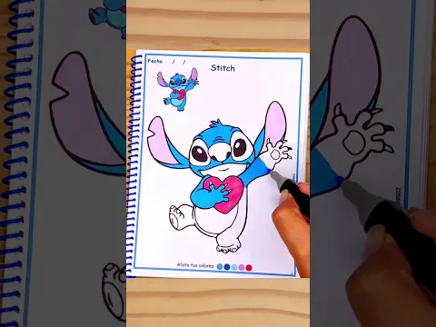“¿Quién más ama a Stitch? 💙 Coloreémoslo juntos” si te 😍 dale 👍🏽 y subs ▶️ para ➕ #aprenderencasa