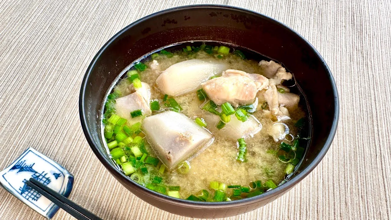 Miso Soup with Taro and Chicken - Japanese Cooking 101