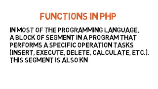 chapter 5 PHP Function and Array