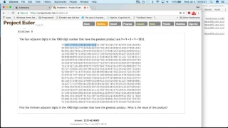 Euler problem 8 Largest product in a series
