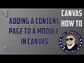 Adding a Content Page to a Module in Canvas