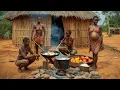 Makanan Desa Afrika Tanpa Filter di Rumah Tradisional Kami bersama Istri-Istri Terbaru Kami, Doku...