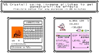 Pokemon Crystal Using arbitrary code execution glitches to quickly set up a powerful cheat engine