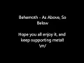 Behemoth - As Above, So Below lyrics
