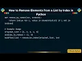How to Remove Elements from a List by Index in Python