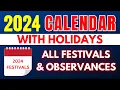 2024 Calendar With Holidays Festivals Events Observances List of All USA Holidays in 2024