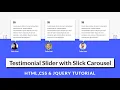 Testimonial Carousel With Slick Carousel Review Slider HTML CSS JQUERY TUTORIAL
