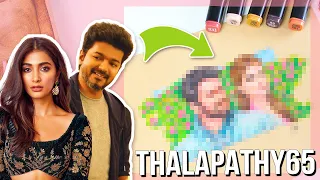 thalapathy 65 beast first look poster an imaginative drawing of thalapathy vijay and pooja hegde