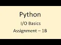Assignment - 1B Basics Python NxtWave CCBP