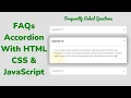 Responsive FAQs Accordion UI Design HTML CSS JavaScript