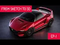 Auto studio Alias surface Mazda AZ-2 designed by Alan Derosier modeling from sketch EP1