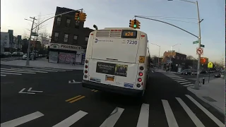 NYC MTA NYCT B24 Bus nearly sideswipes cyclist in Queens