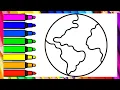 How to Color Planet Earth Easy Earth Coloring Page for Kids
