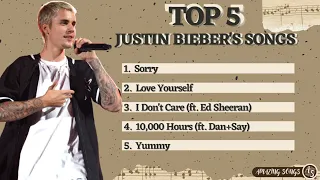 Download TOP 5 JUSTIN BIEBER'S SONGS MP3