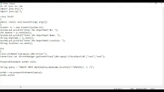 Java Program to insert values into MySQL Database