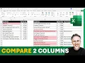 How to Compare Two Columns in Excel Show Matches Differences