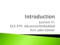 ECE 476 01 Introduction Syllabus