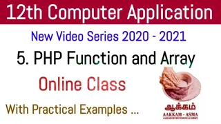 12th Computer Application Chapter 5 PHP Function and Array Online Class Aakkam Asma