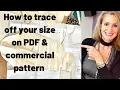 How to trace off your size in pdf commercial pattern