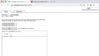 CodingBat countCode Quick Easy Solution