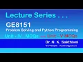 Dr N K Sakthivel Python Programming GE8151 UNIT IV and UNIT V