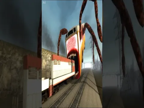 Giant bus eater eat train