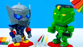 Making Robot Superheroes Hulk, Thor with Polymer Clay 🧟‍♂️ Clay Speed Build