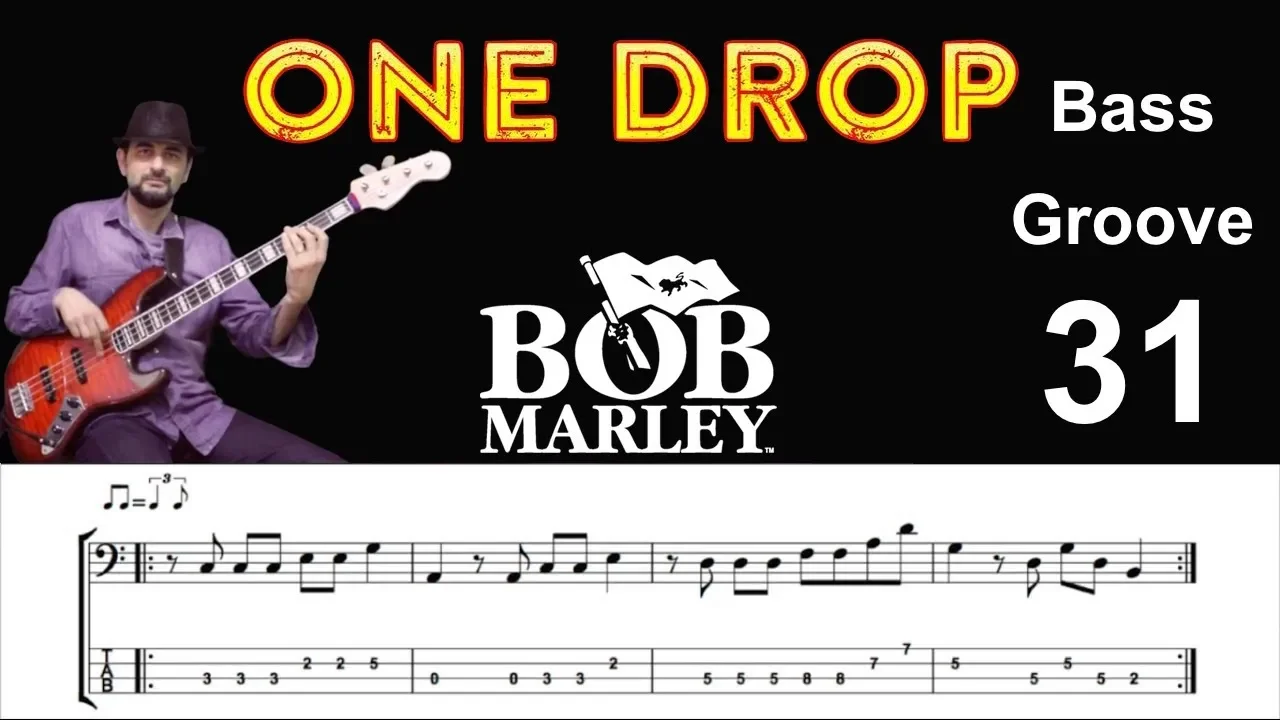 ONE DROP (Bob Marley) How to Play Bass Groove Cover with Score & Tab Lesson ONE DROP (Bob Marley) How to Play Bass Groove Cover with Score & Tab Lesson