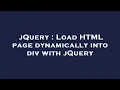jQuery Load HTML page dynamically into div with jQuery