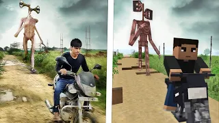 Siren Head Chase - Minecraft Horror Film side-by-side comparison