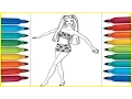 Coloring Pages Barbie Summer Beach Adventures for kids learning how to color with rainbow colors