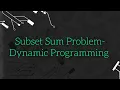 Subset Sum problem using Dynamic Programming GATE PLACEMENT ETC Bengali