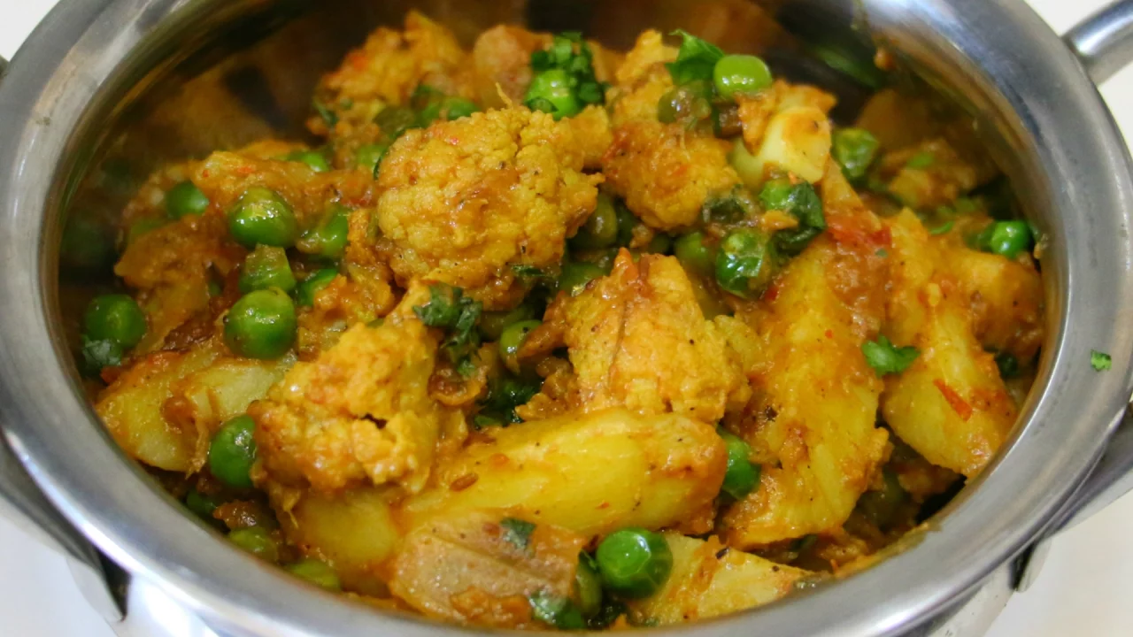 Aloo Gobhi Matar ki Sabzi Recipe   Aloo Gobhi Matar Masala Dhaba Style   CookWithNisha