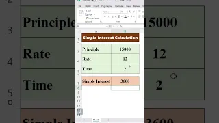 Simple Interest Calculation Excel Shortfeed Shortvideo Viral  Simple Interest Calculation Excel Shortfeed Shortvideo Viral