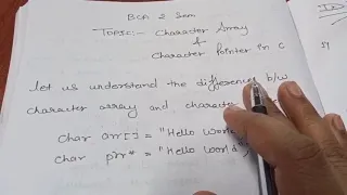 CHARACTER ARRAY CHARACTER POINTER IN C part-1